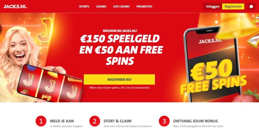 pagina met welkomstbonus van Jack's Casino Online