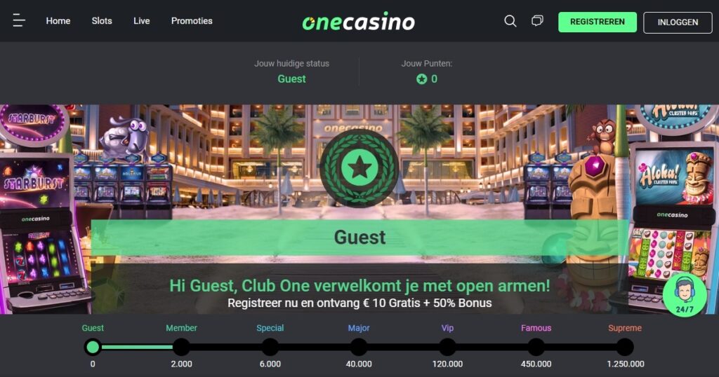 One Club pagina van one casino nederland 