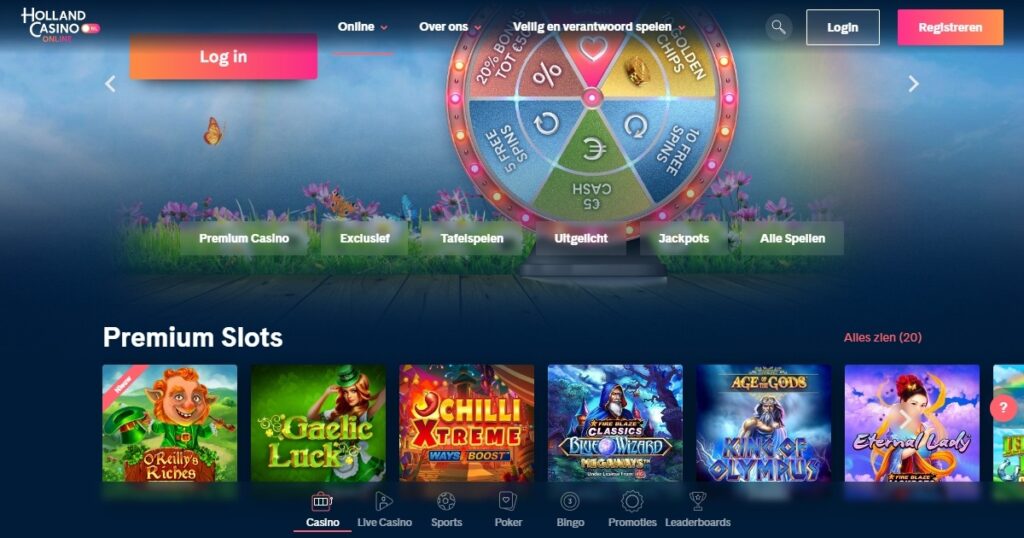 screenshot van casinospellen pagina voor holland casino online review
