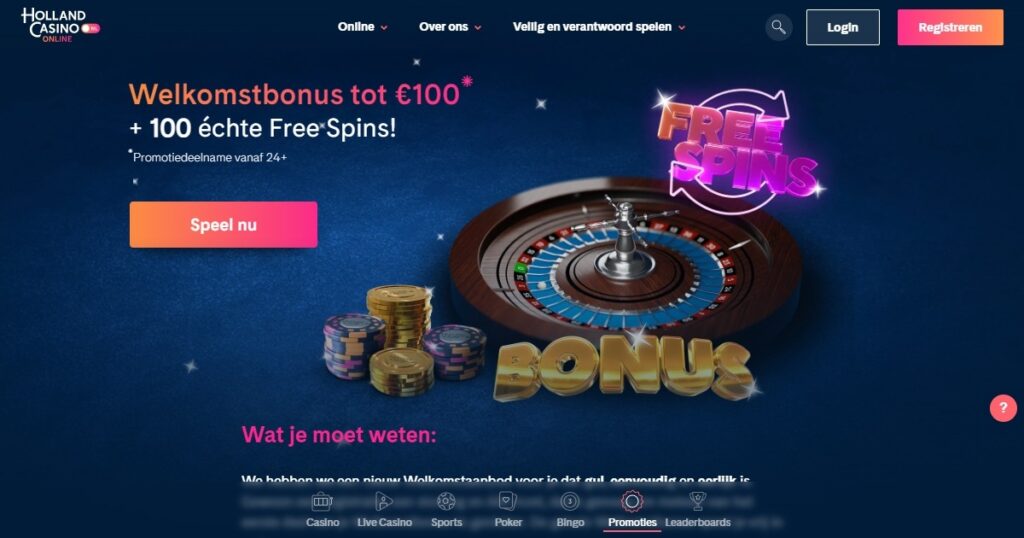 welkomstbonus pagina van holland casino online